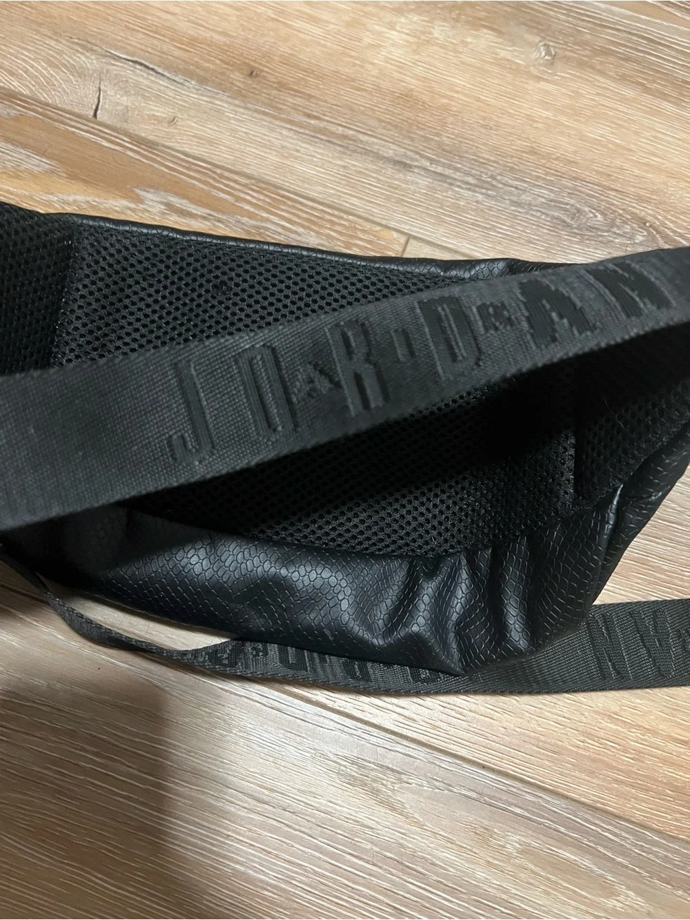 Jordan Black Leatherette Belt Bag with Gold Jumpman Accents